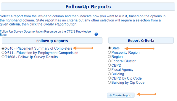 Follow-Up Reports Selection